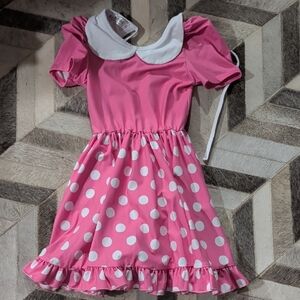 Pink Polka Dot Peter Pan Collar Dress